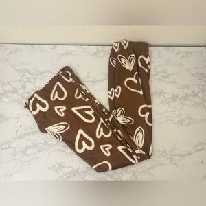 Shein Pants Teen 12-13Y Brown Flare Leg Retro Pants Velour Hearts Stretch Soft